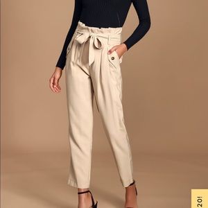 Lulus Saxson Beige Paperbag Waist Pants